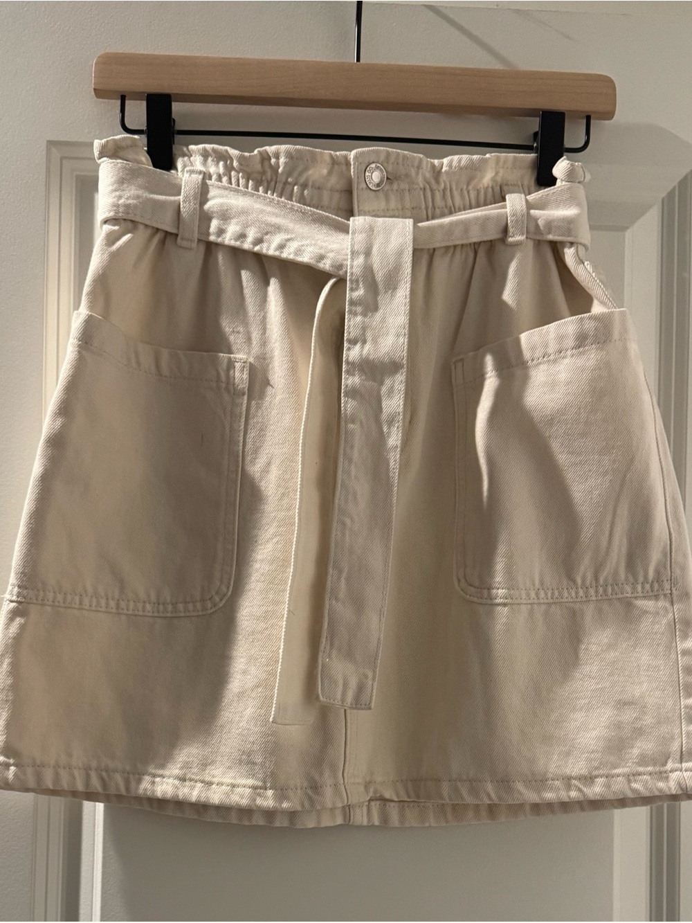 Denim&Co Cream Utility Pocket Belted Skirt‎